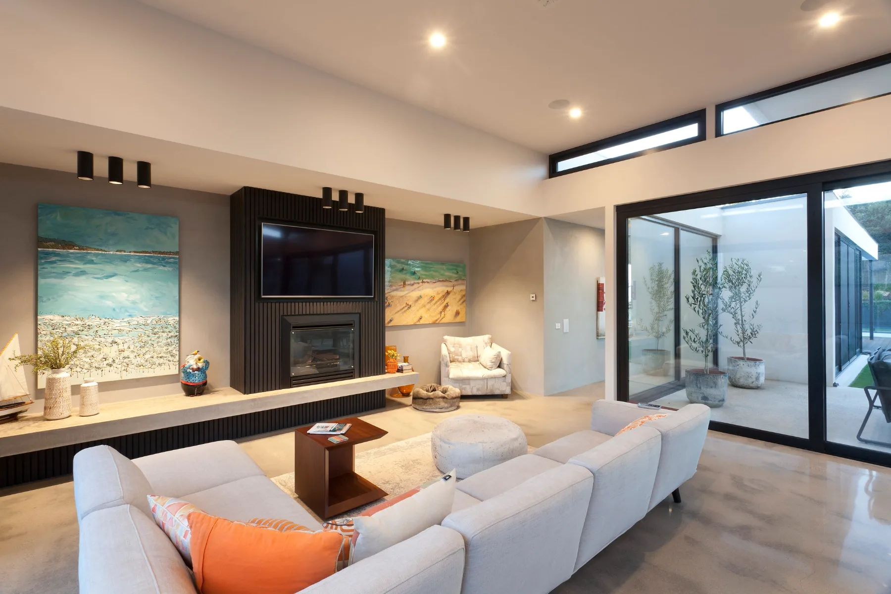 Canterbury, Mount Martha. Living room opening to the terrace.