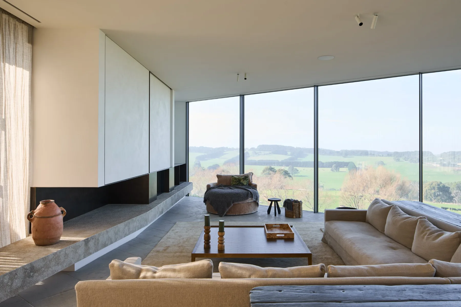 Conargo Estate, Flinders. Living room facing the valley.