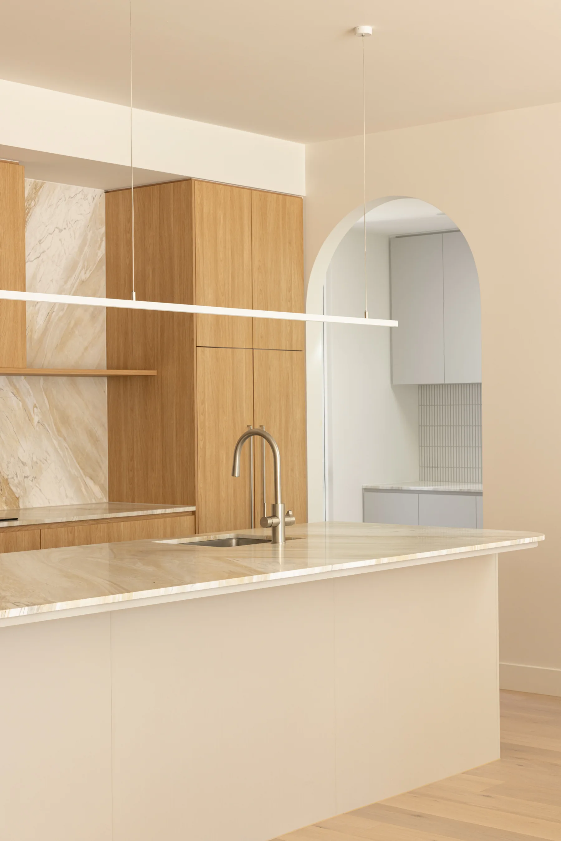 Darcy Avenue, Sandringham. Kitchen with the lit arch.