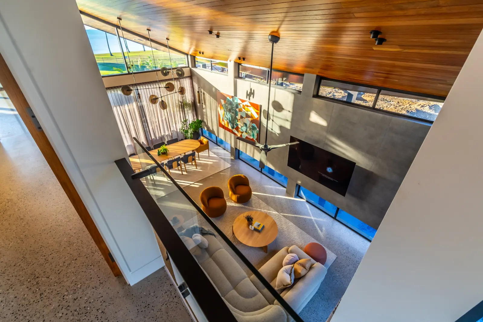 Larimar, Whitsundays. Looking down into the living room.