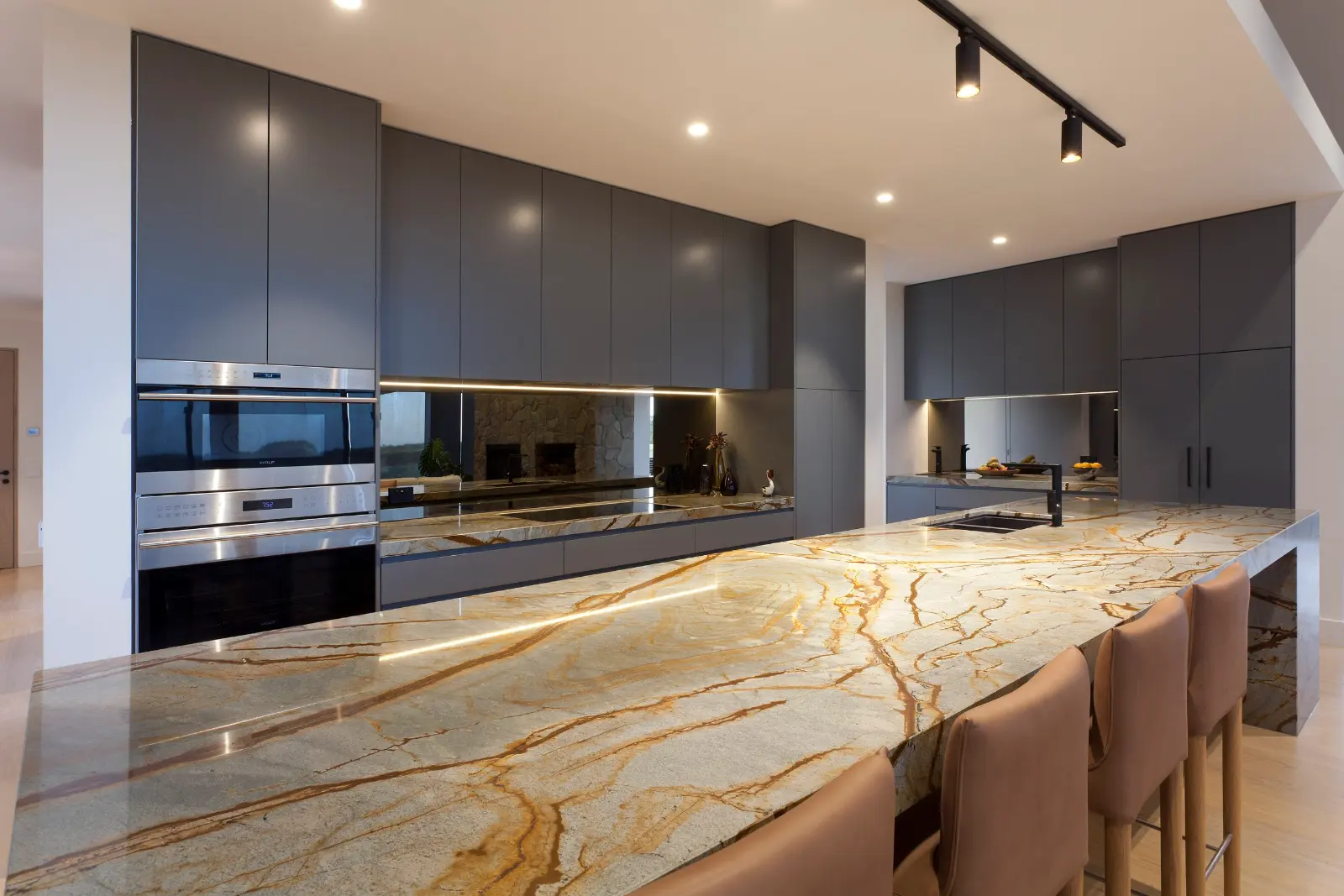 The Range, Red Hill. Kitchen with the stone island.